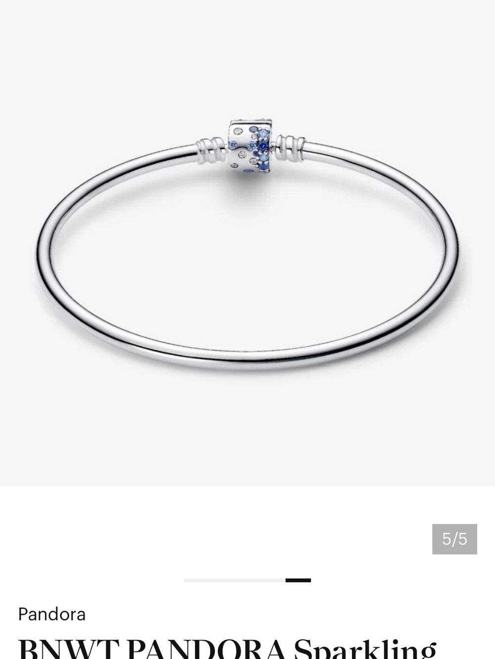 Pandora Sparkling blue barrel clasp bangle with “Caesar’s” charm. - Picture 2 of 3